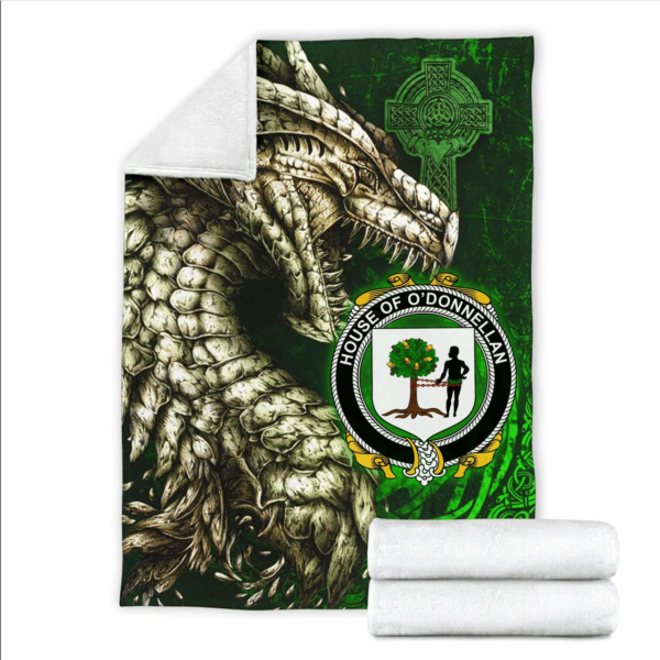 Ireland Premium Blanket - House of O'DONNELLAN Family Crest Blanket - Dragon Claddagh Cross - Image 2