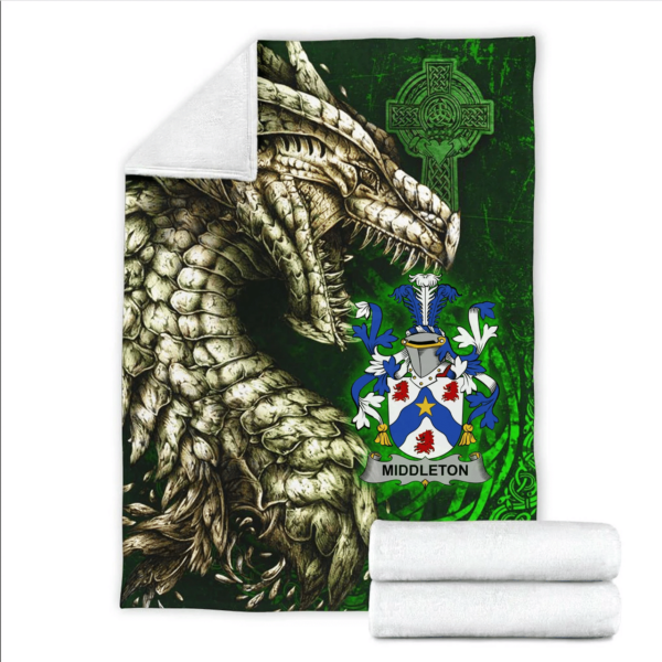 Ireland Premium Blanket - Middleton Family Crest Blanket - Dragon Claddagh Cross - Image 2