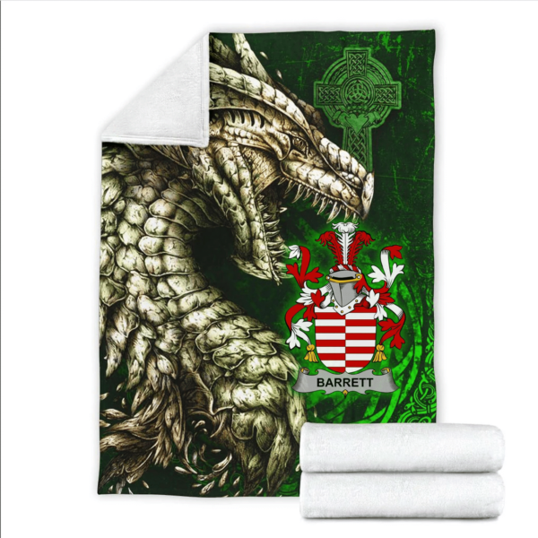 Ireland Premium Blanket - Barrett Family Crest Blanket - Dragon Claddagh Cross - Image 2