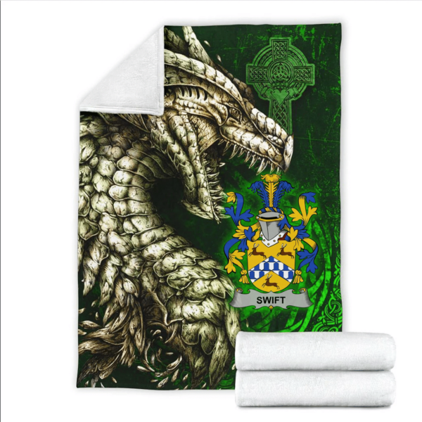 Ireland Premium Blanket - Swift Family Crest Blanket - Dragon Claddagh Cross - Image 2