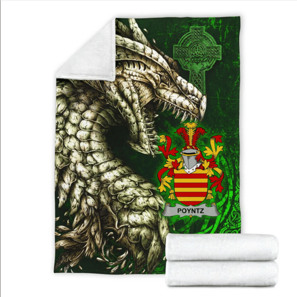 Ireland Premium Blanket - Poyntz Family Crest Blanket - Dragon Claddagh Cross - Image 2