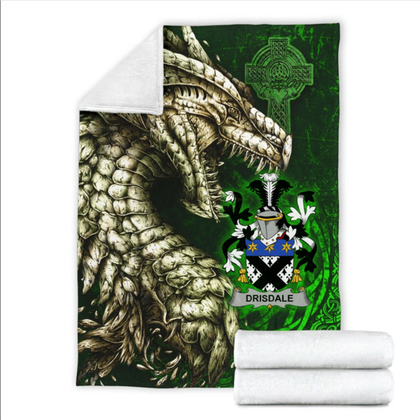 Ireland Premium Blanket - Drisdale Family Crest Blanket - Dragon Claddagh Cross - Image 2