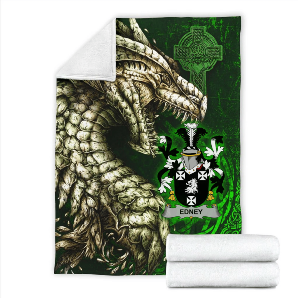 Ireland Premium Blanket - Edney Family Crest Blanket - Dragon Claddagh Cross - Image 2