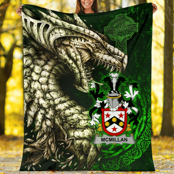 Ireland Premium Blanket - McMillan Family Crest Blanket - Dragon Claddagh Cross