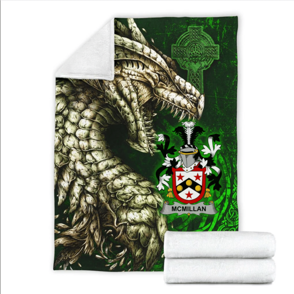 Ireland Premium Blanket - McMillan Family Crest Blanket - Dragon Claddagh Cross - Image 2