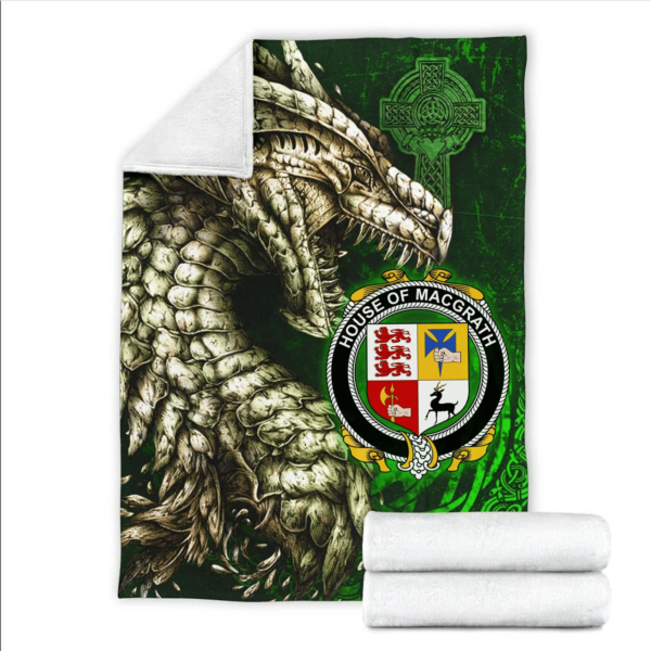 Ireland Premium Blanket - House of MACGRATH Family Crest Blanket - Dragon Claddagh Cross - Image 2