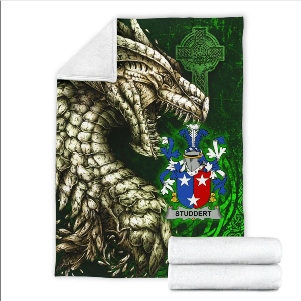 Ireland Premium Blanket - Studdert Family Crest Blanket - Dragon Claddagh Cross - Image 2