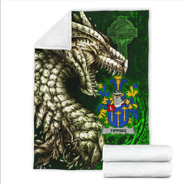 Ireland Premium Blanket - Tipping Family Crest Blanket - Dragon Claddagh Cross - Image 2