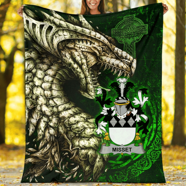 Ireland Premium Blanket - Misset Family Crest Blanket - Dragon Claddagh Cross