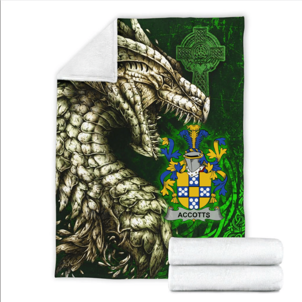 Ireland Premium Blanket - Accotts Family Crest Blanket - Dragon Claddagh Cross - Image 2