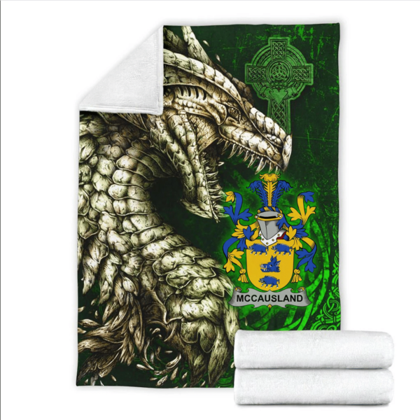 Ireland Premium Blanket - McCausland Family Crest Blanket - Dragon Claddagh Cross - Image 2