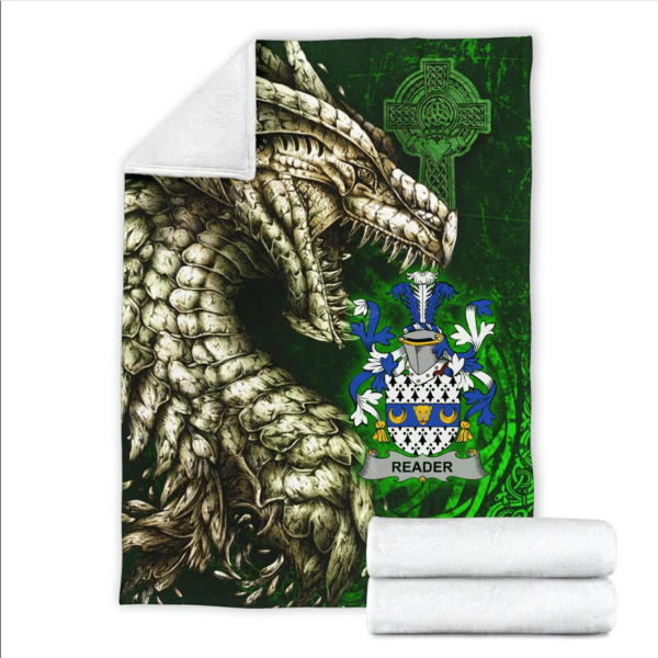 Ireland Premium Blanket - Reader Family Crest Blanket - Dragon Claddagh Cross - Image 2