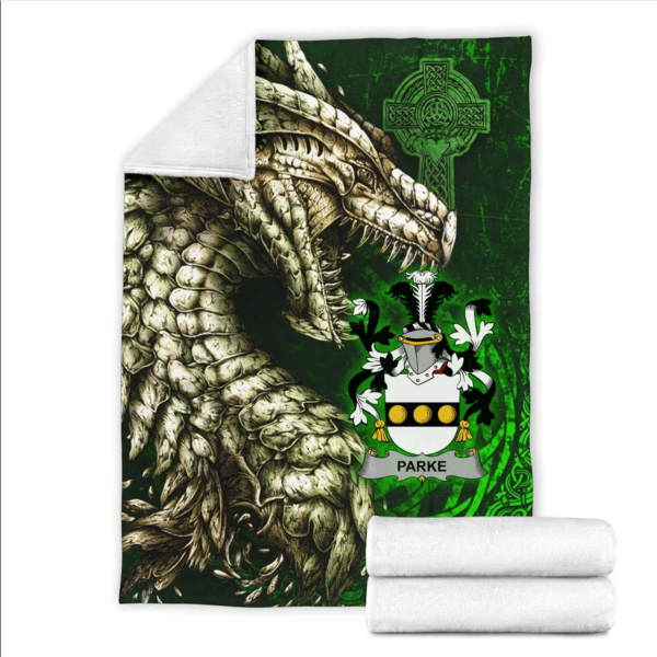 Ireland Premium Blanket - Parke Family Crest Blanket - Dragon Claddagh Cross - Image 2