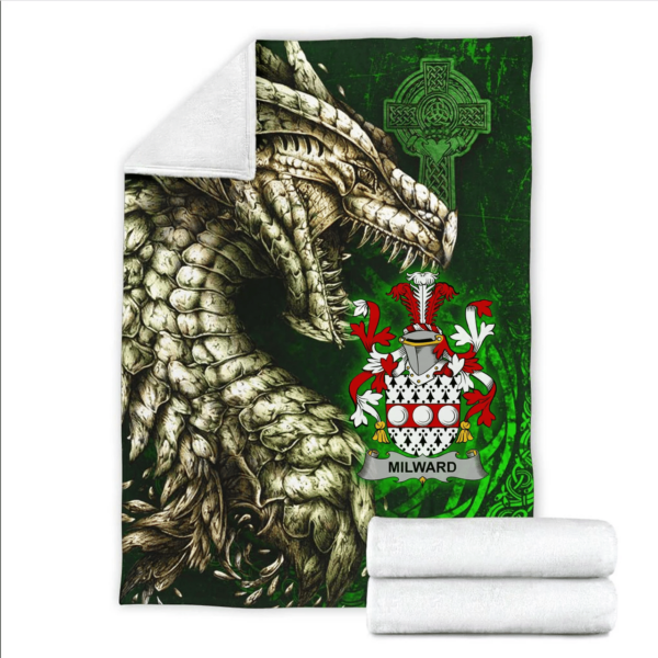 Ireland Premium Blanket - Milward Family Crest Blanket - Dragon Claddagh Cross - Image 2