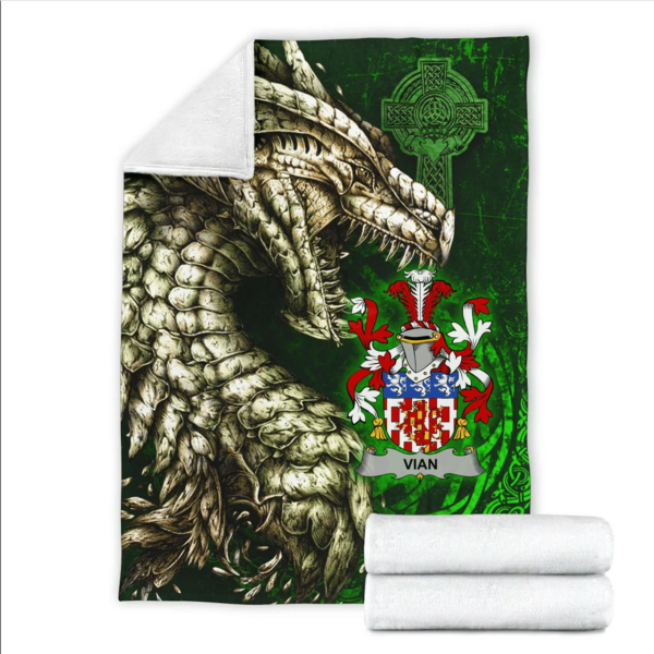 Ireland Premium Blanket - Vian Family Crest Blanket - Dragon Claddagh Cross - Image 2