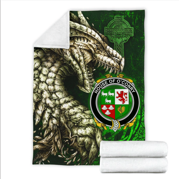 Ireland Premium Blanket - House of O'CONRY Family Crest Blanket - Dragon Claddagh Cross - Image 2