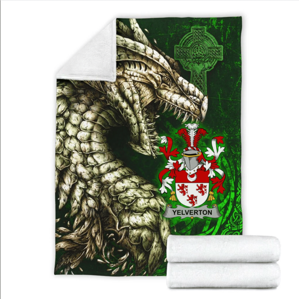 Ireland Premium Blanket - Yelverton Family Crest Blanket - Dragon Claddagh Cross - Image 2