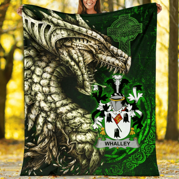 Ireland Premium Blanket - Whalley Family Crest Blanket - Dragon Claddagh Cross