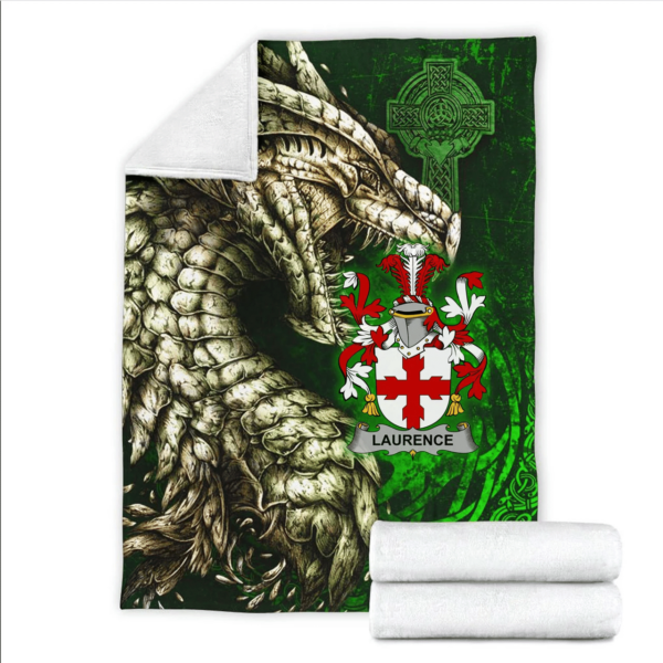 Ireland Premium Blanket - Laurence Family Crest Blanket - Dragon Claddagh Cross - Image 2