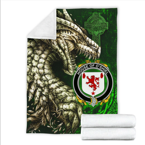 Ireland Premium Blanket - House of O'SHIEL Family Crest Blanket - Dragon Claddagh Cross - Image 2