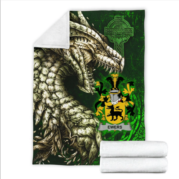 Ireland Premium Blanket - Ewing Family Crest Blanket - Dragon Claddagh Cross - Image 2