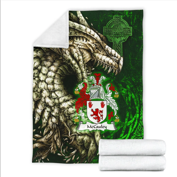 Ireland Premium Blanket - McCauley Family Crest Blanket - Dragon Claddagh Cross - Image 2