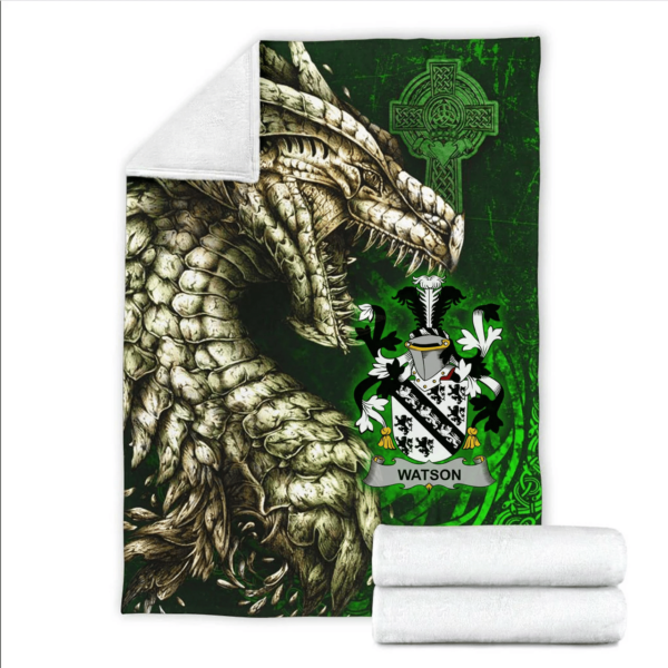 Ireland Premium Blanket - Watson Family Crest Blanket - Dragon Claddagh Cross - Image 2