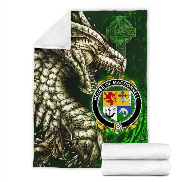 Ireland Premium Blanket - House of MACDONNELL (of the Glens) Family Crest Blanket - Dragon Claddagh Cross - Image 2