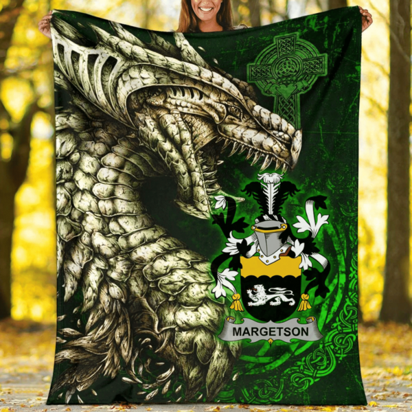 Ireland Premium Blanket - Margetson Family Crest Blanket - Dragon Claddagh Cross