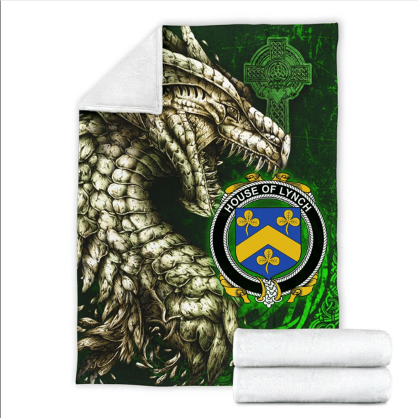 Ireland Premium Blanket - House of LYNCH Family Crest Blanket - Dragon Claddagh Cross - Image 2