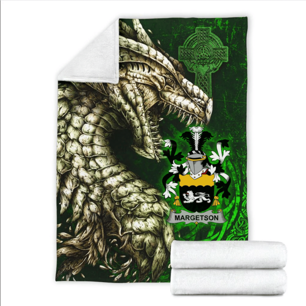 Ireland Premium Blanket - Margetson Family Crest Blanket - Dragon Claddagh Cross - Image 2