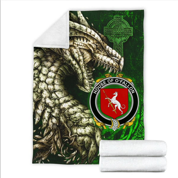 Ireland Premium Blanket - House of O'FALLON Family Crest Blanket - Dragon Claddagh Cross - Image 2