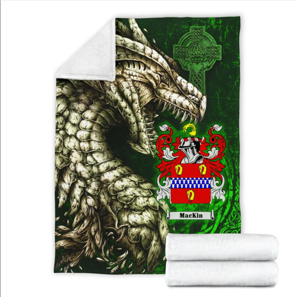 Ireland Premium Blanket - Mackin Family Crest Blanket - Dragon Claddagh Cross - Image 2