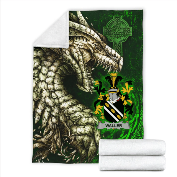 Ireland Premium Blanket - Waller Family Crest Blanket - Dragon Claddagh Cross - Image 2