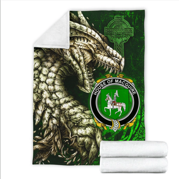 Ireland Premium Blanket - House of MACGUIRE Family Crest Blanket - Dragon Claddagh Cross - Image 2