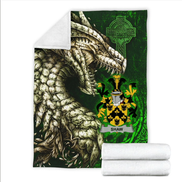 Ireland Premium Blanket - Shaw Family Crest Blanket - Dragon Claddagh Cross - Image 2