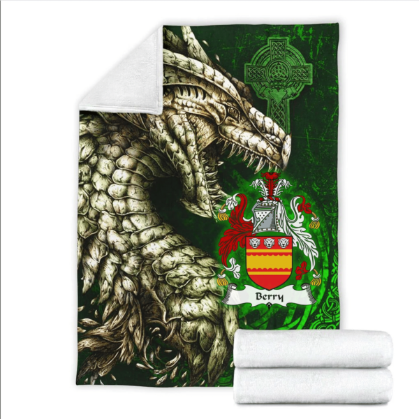 Ireland Premium Blanket - Berry Family Crest Blanket - Dragon Claddagh Cross - Image 2