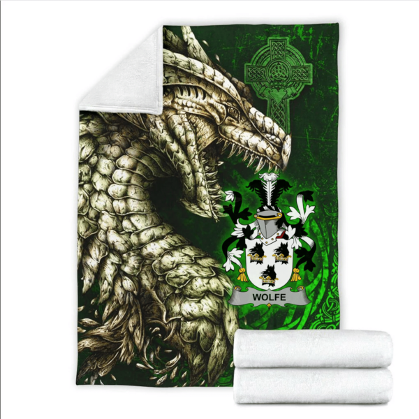 Ireland Premium Blanket - Wolfe Family Crest Blanket - Dragon Claddagh Cross - Image 2