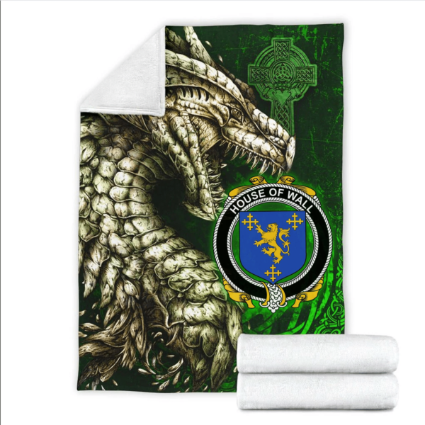 Ireland Premium Blanket - House of WALL Family Crest Blanket - Dragon Claddagh Cross - Image 2