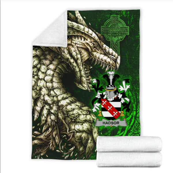 Ireland Premium Blanket - Hadsor Family Crest Blanket - Dragon Claddagh Cross - Image 2