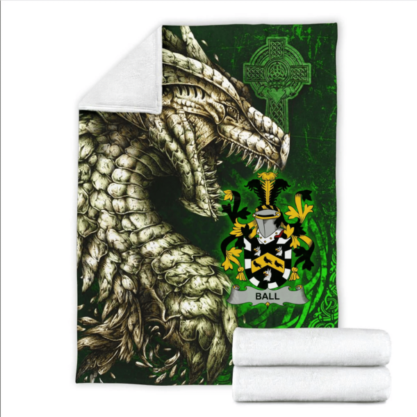 Ireland Premium Blanket - Ball Family Crest Blanket - Dragon Claddagh Cross - Image 2