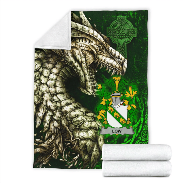 Ireland Premium Blanket - Low Family Crest Blanket - Dragon Claddagh Cross - Image 2