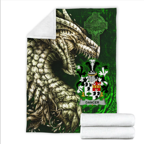 Ireland Premium Blanket - Dancer Family Crest Blanket - Dragon Claddagh Cross - Image 2