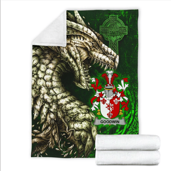 Ireland Premium Blanket - Goodwin Family Crest Blanket - Dragon Claddagh Cross - Image 2