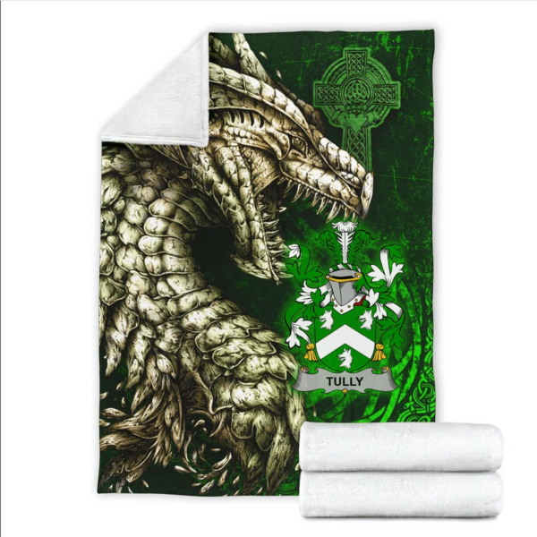 Ireland Premium Blanket - Tuly or McAtilla Family Crest Blanket - Dragon Claddagh Cross - Image 2