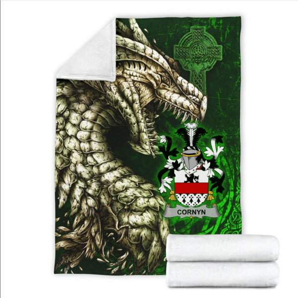 Ireland Premium Blanket - Cornyn or O'Cornyn Family Crest Blanket - Dragon Claddagh Cross - Image 2