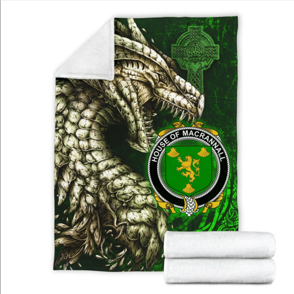 Ireland Premium Blanket - House of MACRANNALL (REYNOLDS) Family Crest Blanket - Dragon Claddagh Cross - Image 2