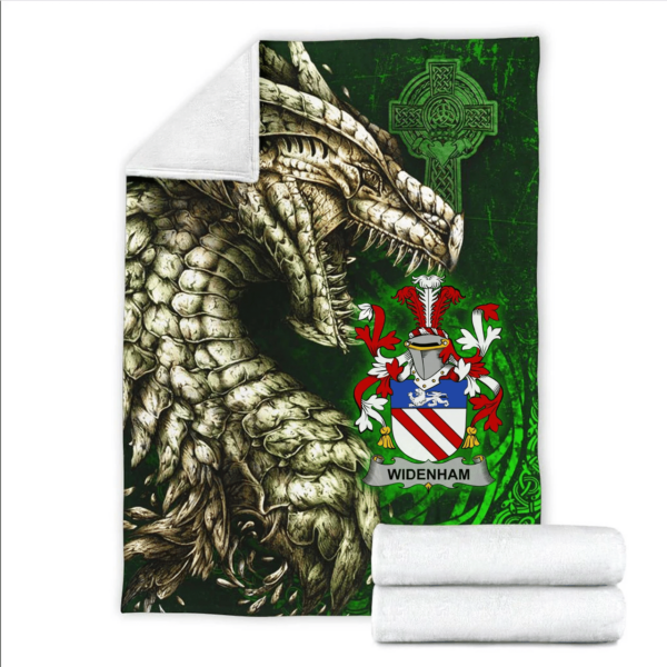 Ireland Premium Blanket - Widenham Family Crest Blanket - Dragon Claddagh Cross - Image 2