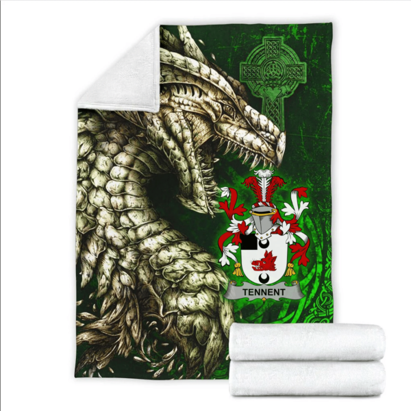 Ireland Premium Blanket - Tennent Family Crest Blanket - Dragon Claddagh Cross - Image 2