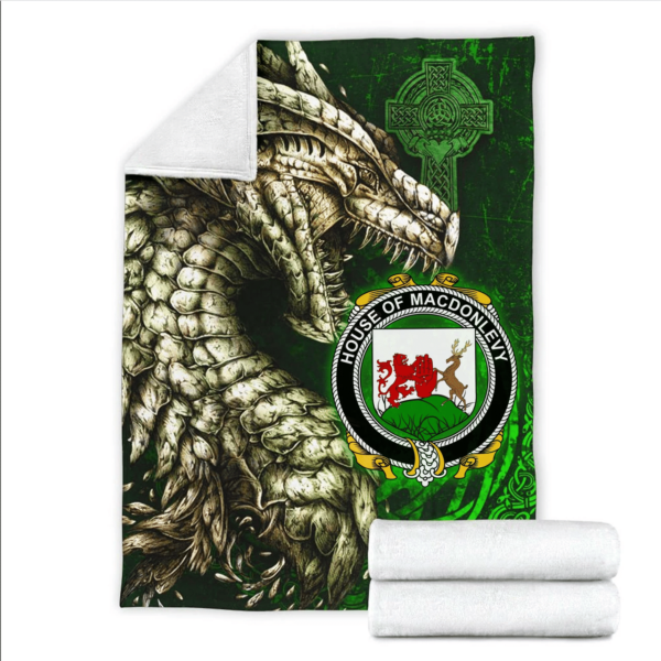 Ireland Premium Blanket - House of MACDONLEVY Family Crest Blanket - Dragon Claddagh Cross - Image 2